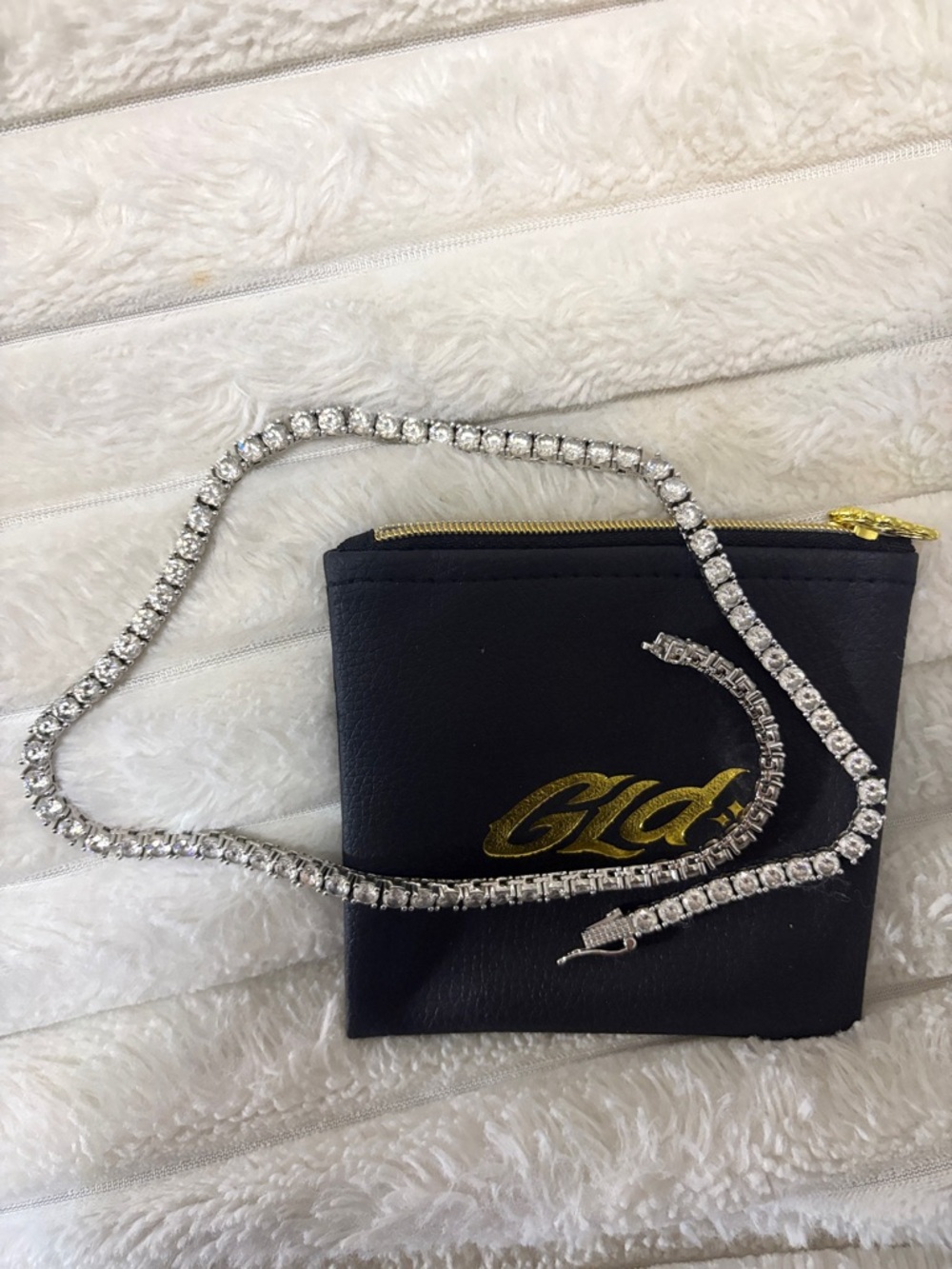 Black Zip Wallet with Gold Script Logo - Women's Wallet